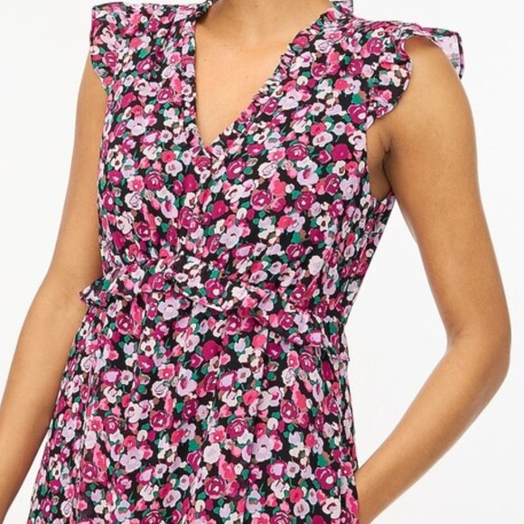 Nwt J Crew Cap Sleeve Ruffle Tiered Pleated Floral Print Midi Dress with pockets - Picture 7 of 8